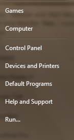 Run start menu link