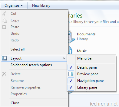 Organize options