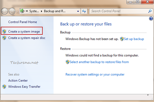 Backup and restore in windows 7