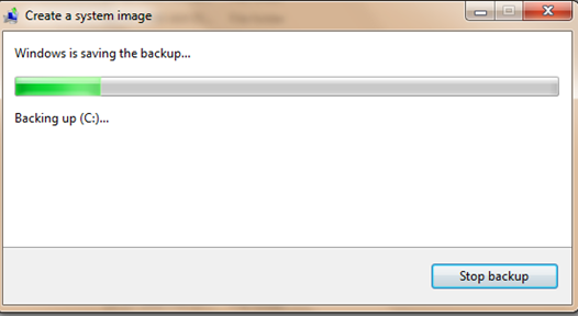 Windows is saving the backup for creating system image