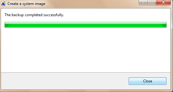 backup completed system image