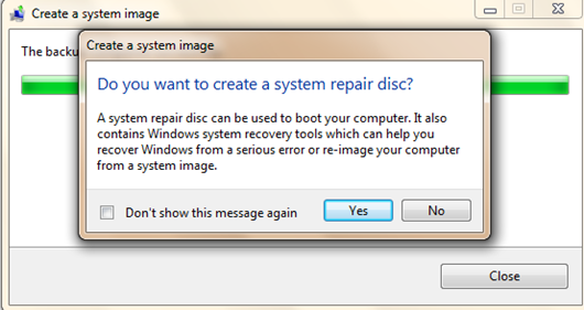 create a system repair disk after system image