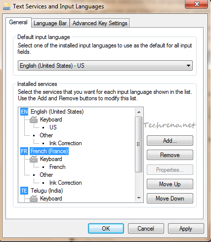 keyboard input languages installed