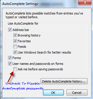 AutoComplete settings