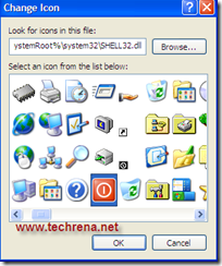 changin icon of the shutdown shortcut