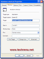 shutdown shortcut properties