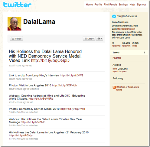 Dalai Lama Twitter account