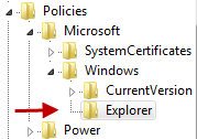 New Explorer sub key in regedit