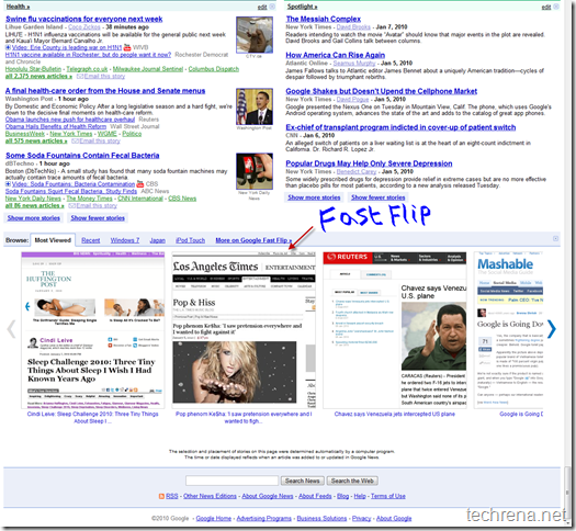 Fast Flip in Google News Homepage