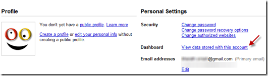 Google Dashboard Link in Manage Profile