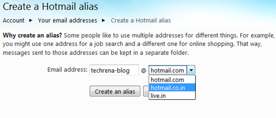 hotmail alias