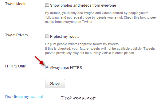 Twitter https settings