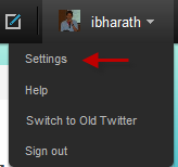 Twitter settings link