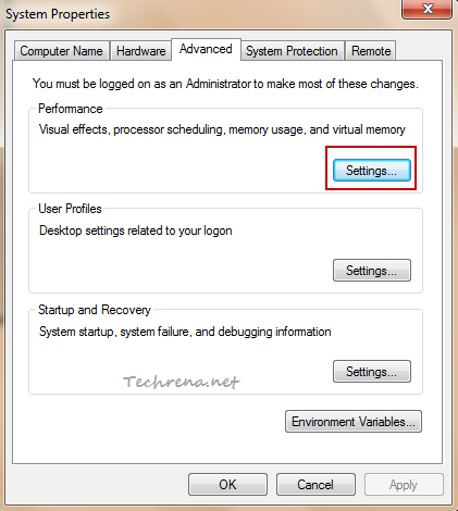 System properties settings