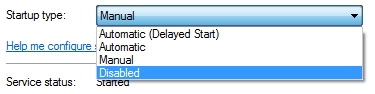 startup type disabled