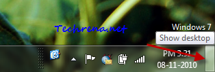 Show desktop bar in windows 7