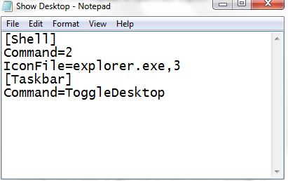 show desktop code in notepad