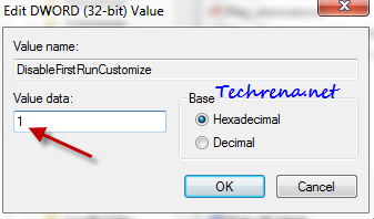 DisableFirstRunCustomize edit DWORD