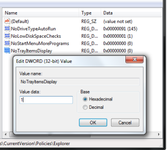 NoTrayItemsDisplay in windows 7