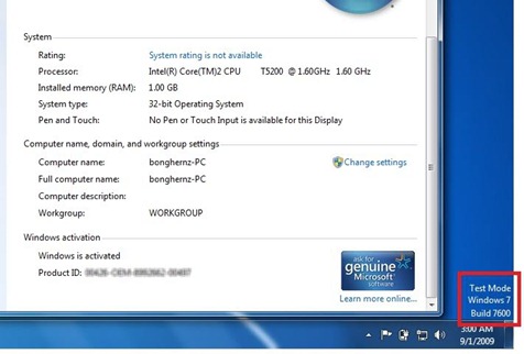 Test Mode Windows 7 Watermark