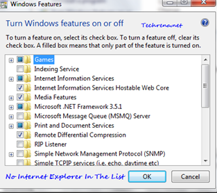 IE 9 missing in Windows features