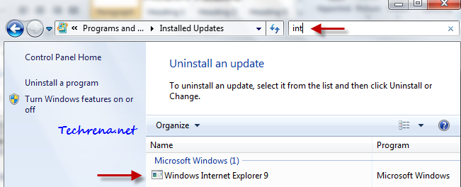 ie 9 uninstall