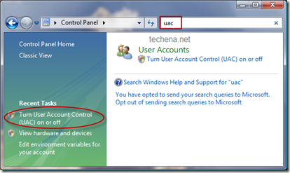 User Account Control panel