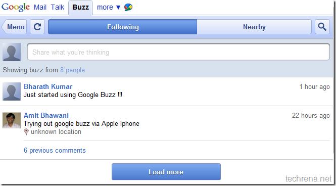 google buzz mobile preview