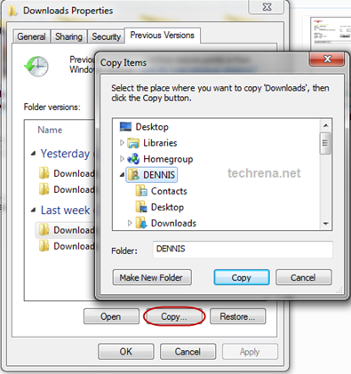 Restore Previous Versions in Windows 7