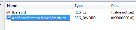Adding search internet link in the Start Menu