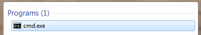 CMD start menu search result