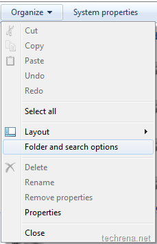 Folder search options in windows 7