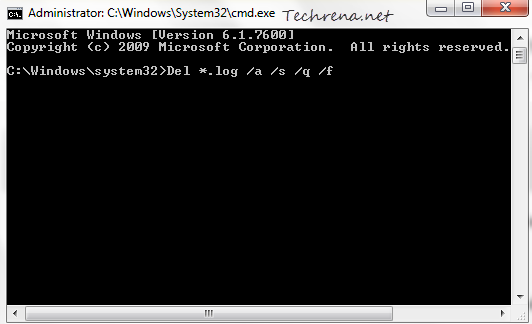 Delete log files in Windows from Command prompt