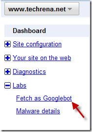 Fetch as Googlebot in Webmaster tools