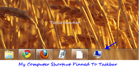 My computer shortcut icon pinned to taskbar