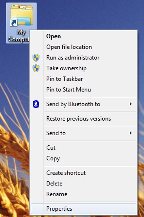 Right-click context menu for shortcut