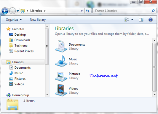 Libraries in windows 7 explorer