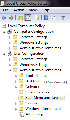 Start Menu and taskbar in GPEDIT