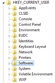HKCU expanded in regedit