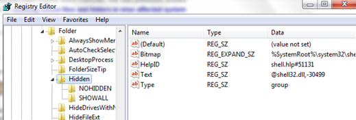 Registry editor vaules 