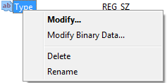 Modify regedit