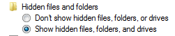 Hidden files and folders items