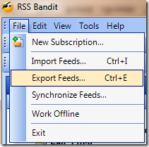 Rss Bandit feeds import export