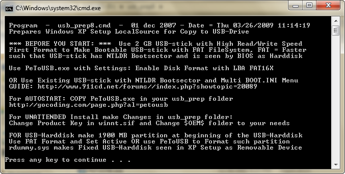 windows xp boot disk on usb